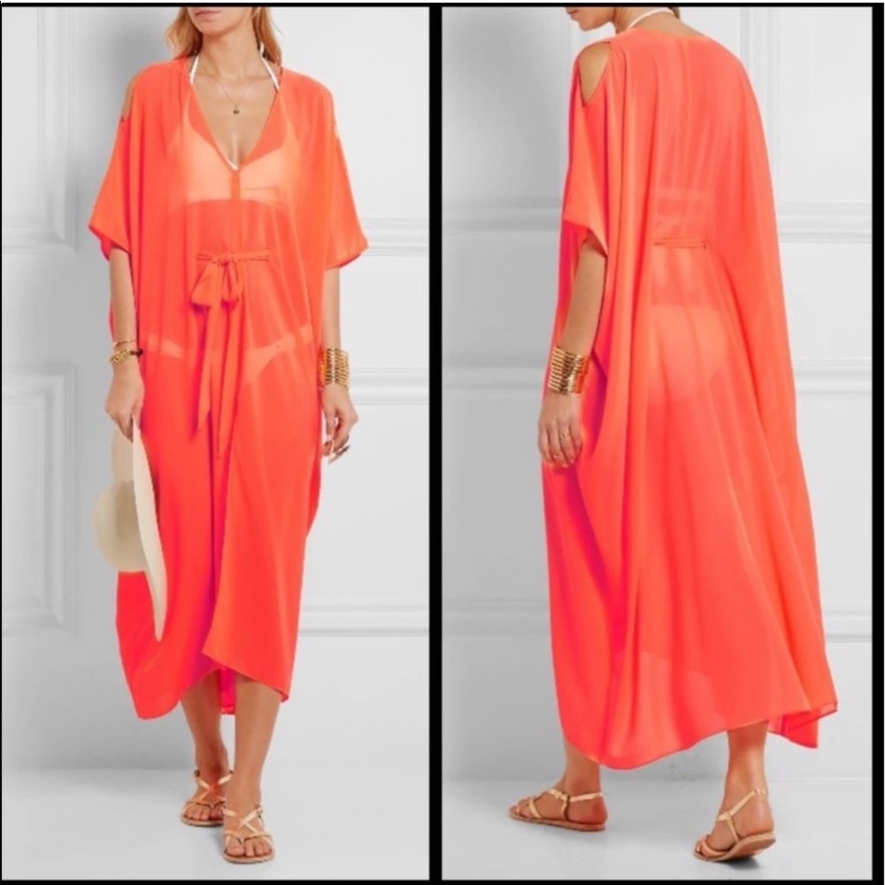 NEW L’Agent by Agent Provocateur Holly Caftan Swim Coverup Neon Melon